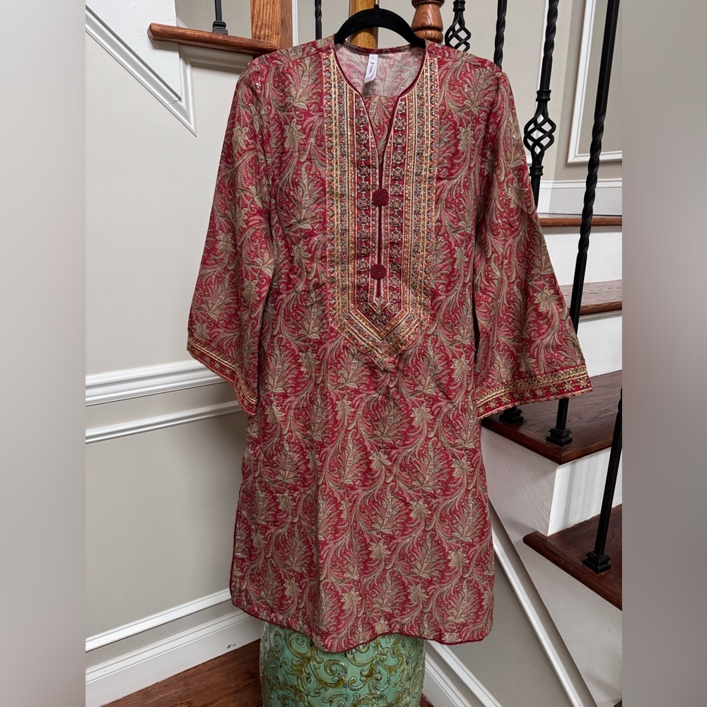 Red and Gold Embroidered Tunic